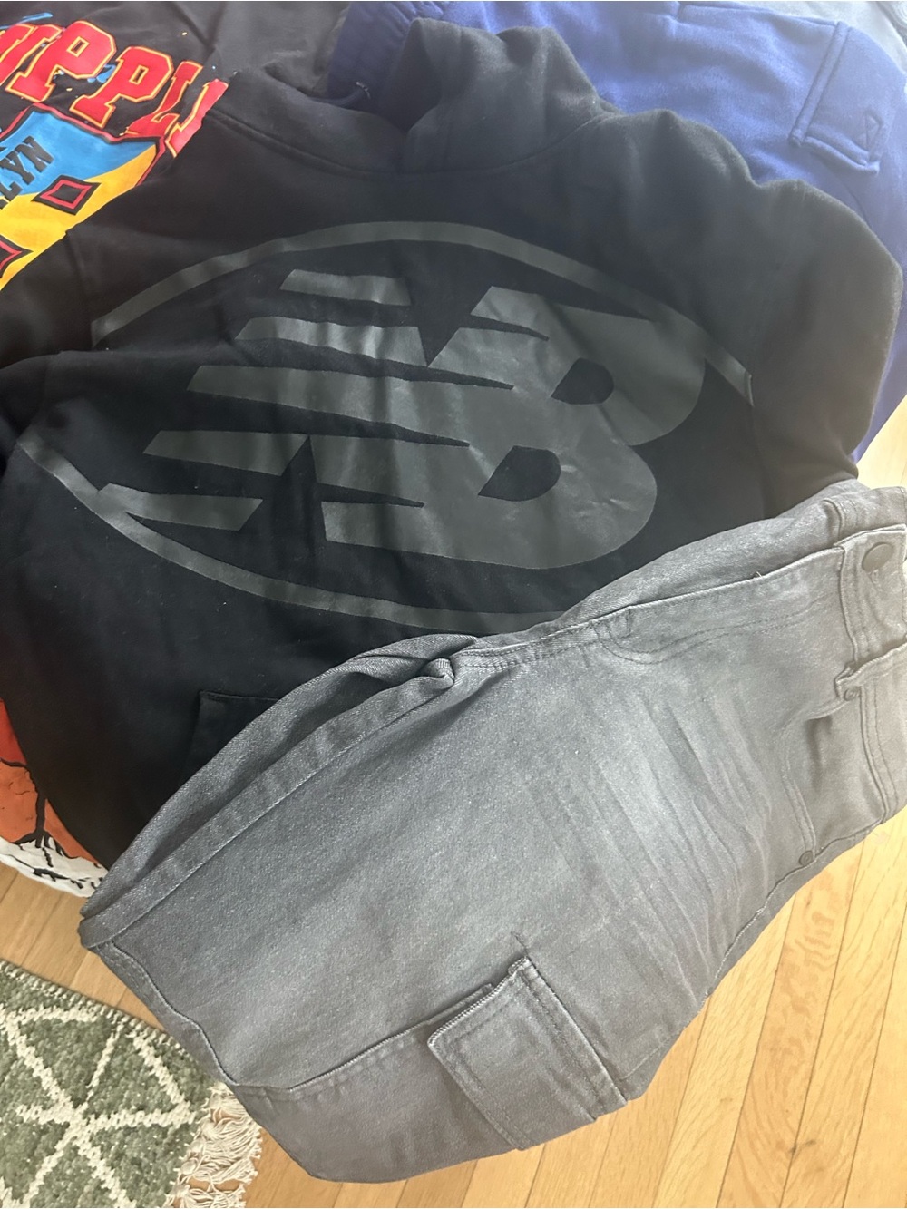 Multiples Black Logo Hoodie with Gray Jogger Pants - Kids Matching Set